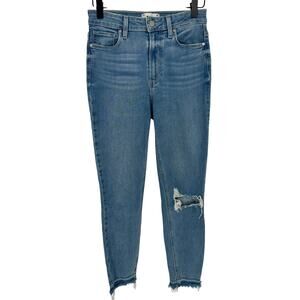 Paige Margot Crop High Waisted Blue Light Wash Jeans Casual Bohemian Stretch 25